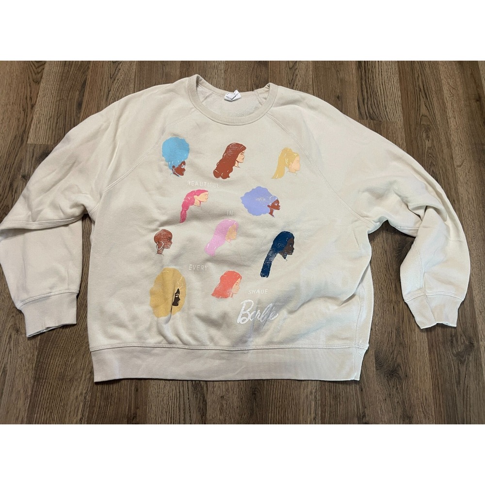 Barbie Sweater, Women's XL, Cream, Beautiful in Every Shade, Pullover, Crew Neck